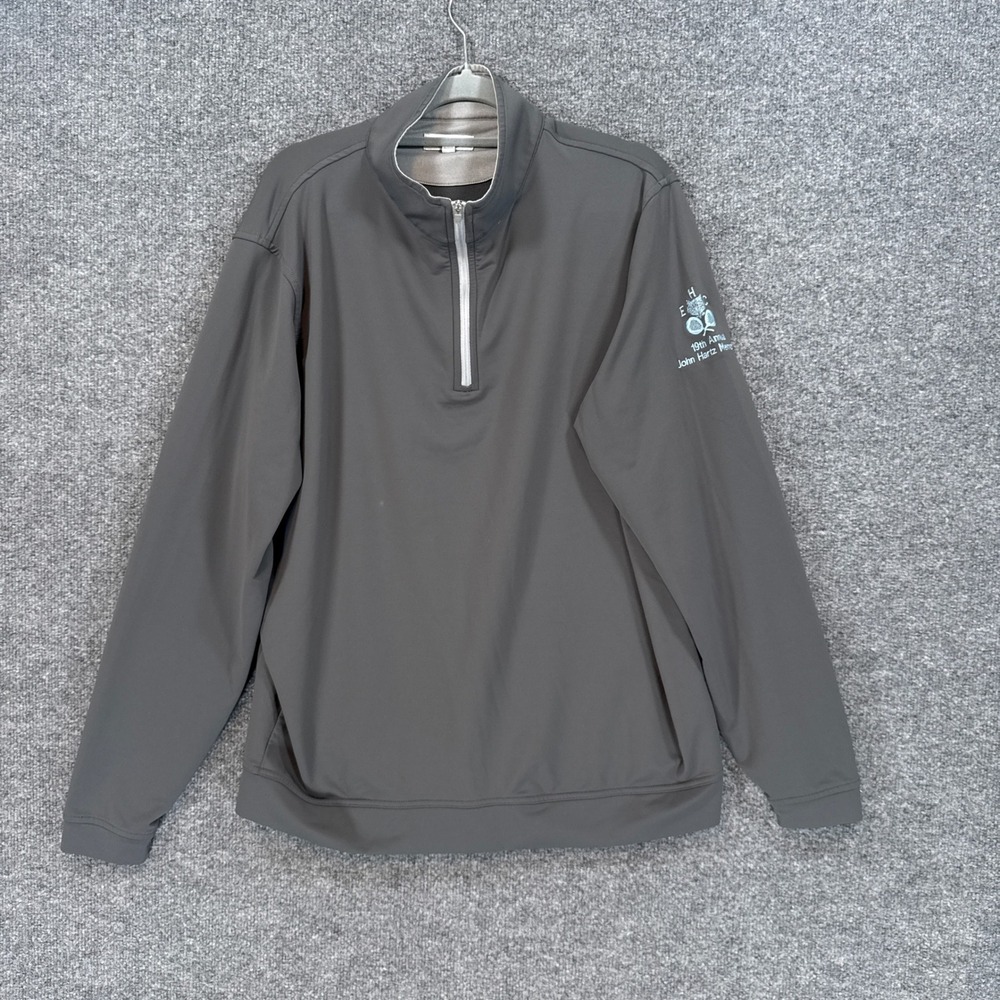 Peter Millar Pullover Sweatshirt Mens Large Gray 1/4 Zip Performance Shirt